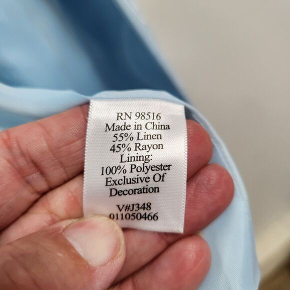 Coldwater Creek Womens Plus Linen Blend Blazer Size 22W Blue Embroidered Career - Picture 6 of 12